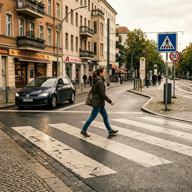 Markierter Radweg in einer deutschen Stadt