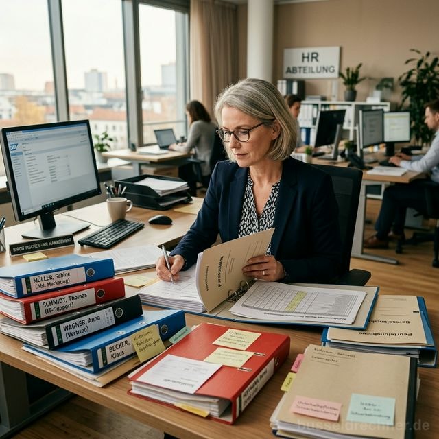 Abmahnung auf dem Schreibtisch eines Arbeitnehmers neben persönlichen Gegenständen