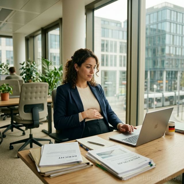 Schwangere Arbeitnehmerin am Schreibtisch — besonderer Kündigungsschutz nach MuSchG
